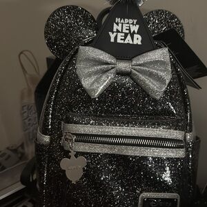 Disney Glittery Black and Silver Backpack